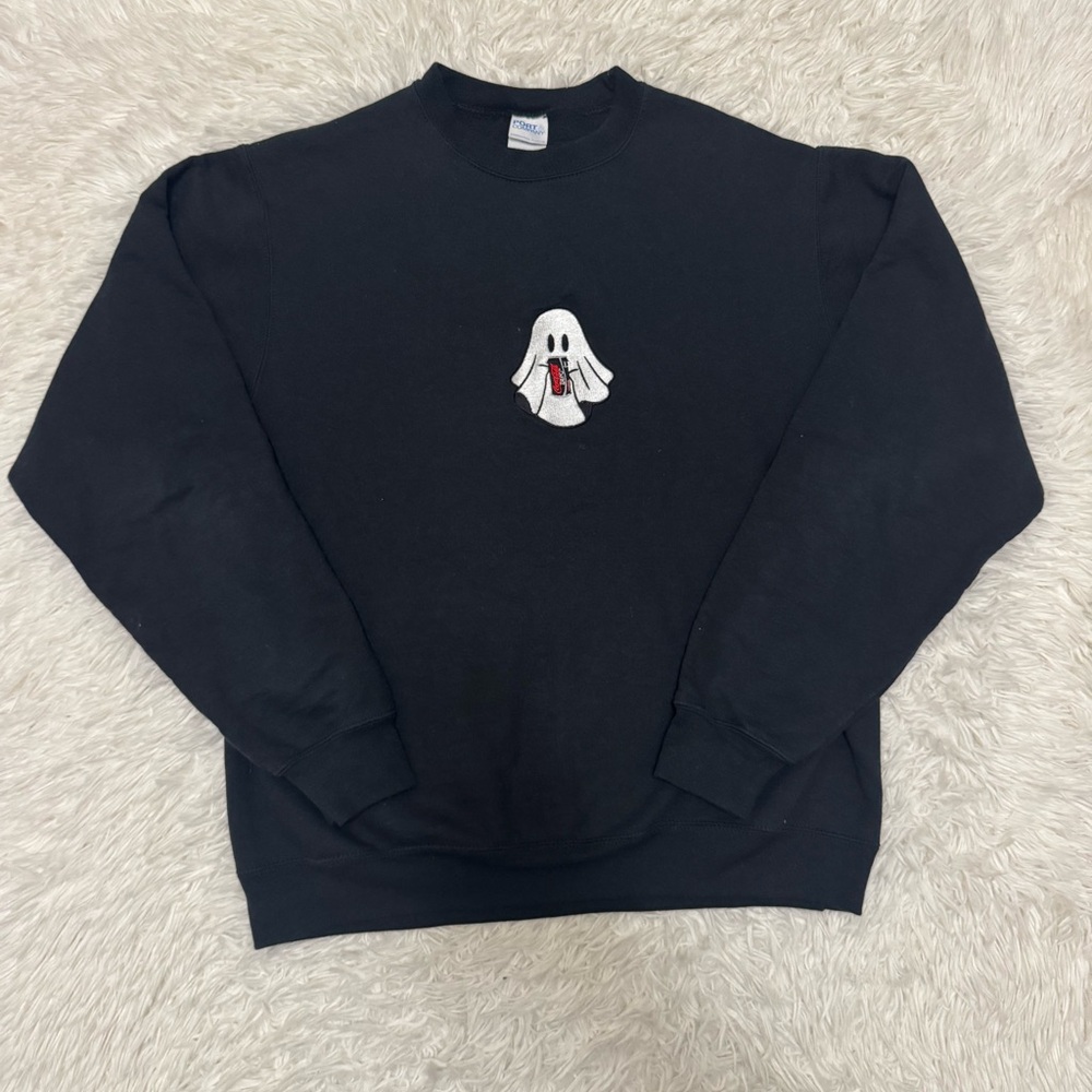 Embroidered Ghost Crewneck DR. pepper Crewneck Cute Ghost Crewneck Halloween